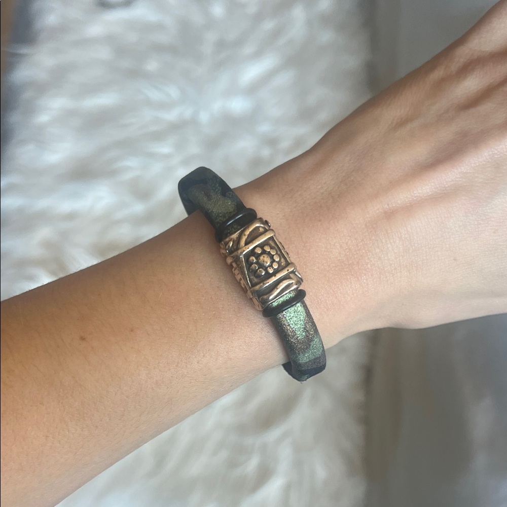 Leather and Sterling Silver Bracelet